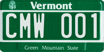 VT license plate CMW001