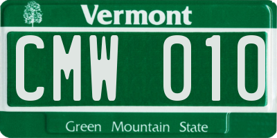VT license plate CMW010