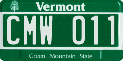 VT license plate CMW011