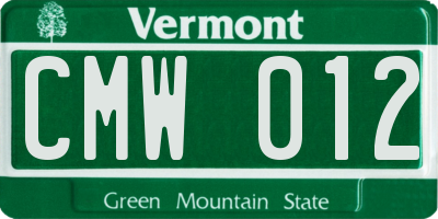 VT license plate CMW012