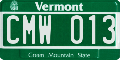 VT license plate CMW013