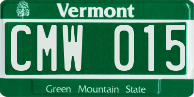 VT license plate CMW015