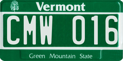 VT license plate CMW016