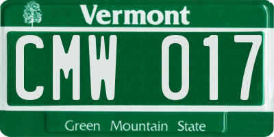 VT license plate CMW017