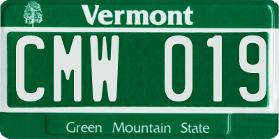 VT license plate CMW019