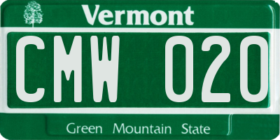 VT license plate CMW020