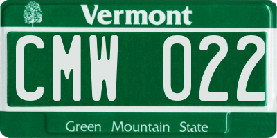 VT license plate CMW022
