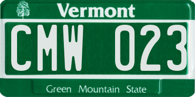 VT license plate CMW023