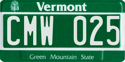 VT license plate CMW025