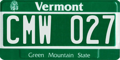 VT license plate CMW027