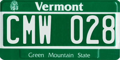 VT license plate CMW028