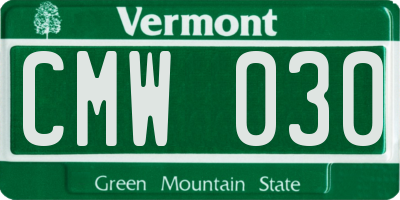 VT license plate CMW030