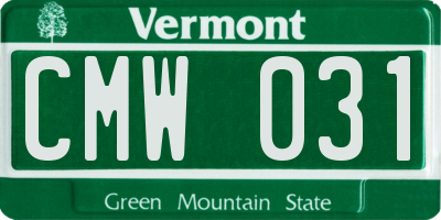 VT license plate CMW031