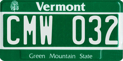 VT license plate CMW032