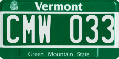 VT license plate CMW033