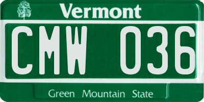 VT license plate CMW036