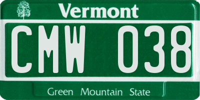VT license plate CMW038