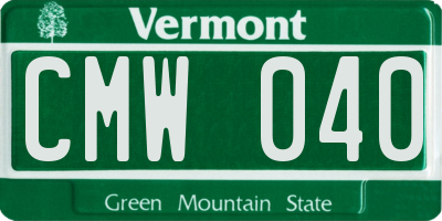 VT license plate CMW040