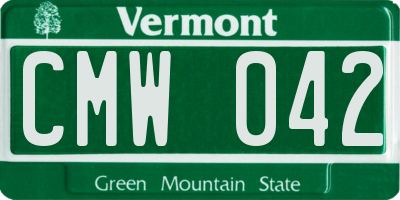 VT license plate CMW042