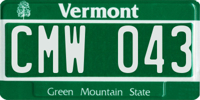 VT license plate CMW043