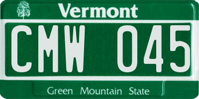 VT license plate CMW045
