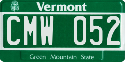 VT license plate CMW052