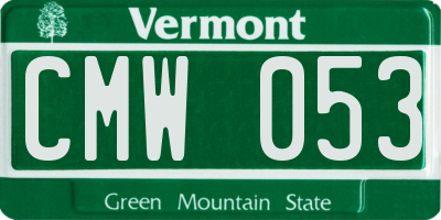 VT license plate CMW053