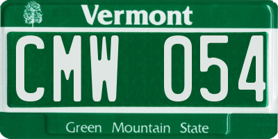 VT license plate CMW054