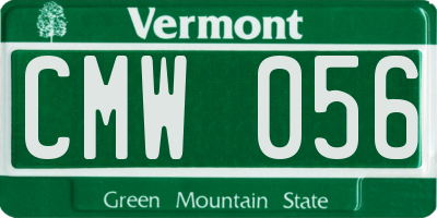 VT license plate CMW056