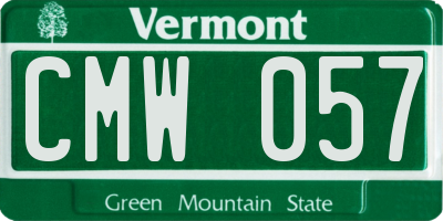 VT license plate CMW057