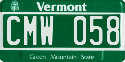 VT license plate CMW058
