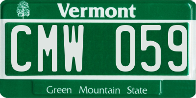 VT license plate CMW059