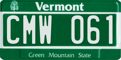 VT license plate CMW061