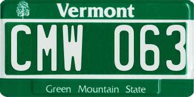 VT license plate CMW063