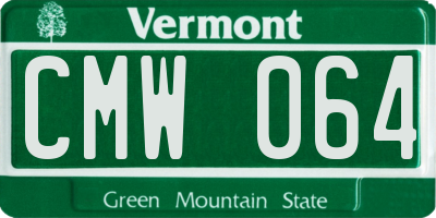VT license plate CMW064