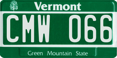 VT license plate CMW066