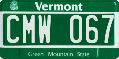 VT license plate CMW067