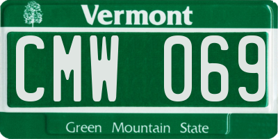 VT license plate CMW069