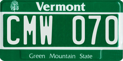 VT license plate CMW070