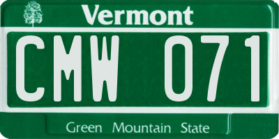 VT license plate CMW071