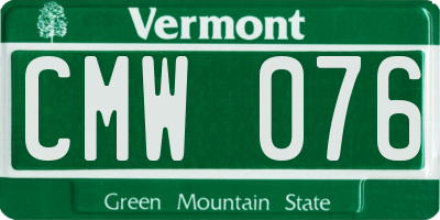 VT license plate CMW076