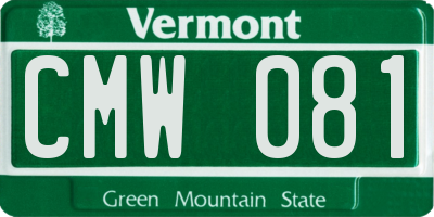 VT license plate CMW081