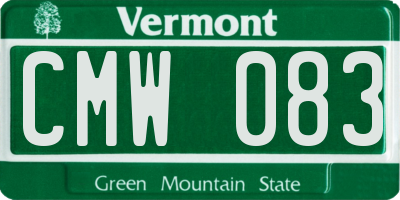 VT license plate CMW083