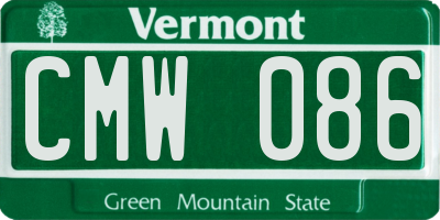 VT license plate CMW086