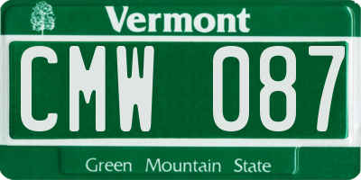 VT license plate CMW087