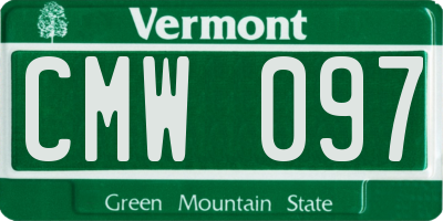 VT license plate CMW097