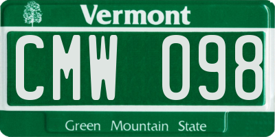 VT license plate CMW098