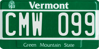 VT license plate CMW099