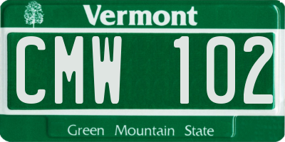 VT license plate CMW102