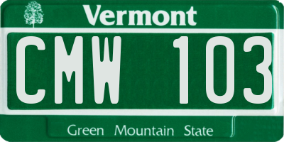 VT license plate CMW103